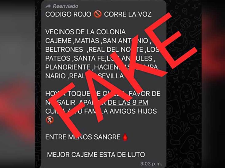 Diario Del Yaqui Llaman A No Caer En Fake Sobre Código Rojo En Cajeme 4500