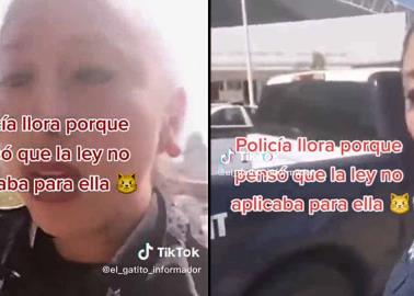 VIDEO. Mujer policía llora porque compañeros polis le quitaron la placa de su carro