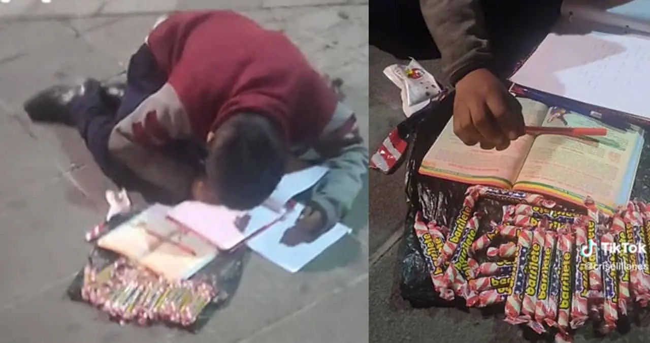 Video. Hace su tarea en la calle mientras vende dulce