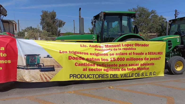 Se suman productores de SLRC a la manifestación por mejores precios del trigo y maíz