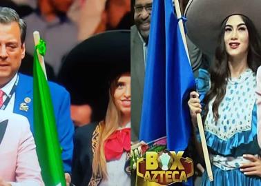 "Canelo" Álvarez desata críticas por usar palos de escoba para sostener la bandera durante su pelea