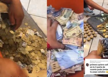 VIDEO | Ahorro impresionante: rompe cochinito tras ahorrar dos años y sorprende la cantidad que juntó