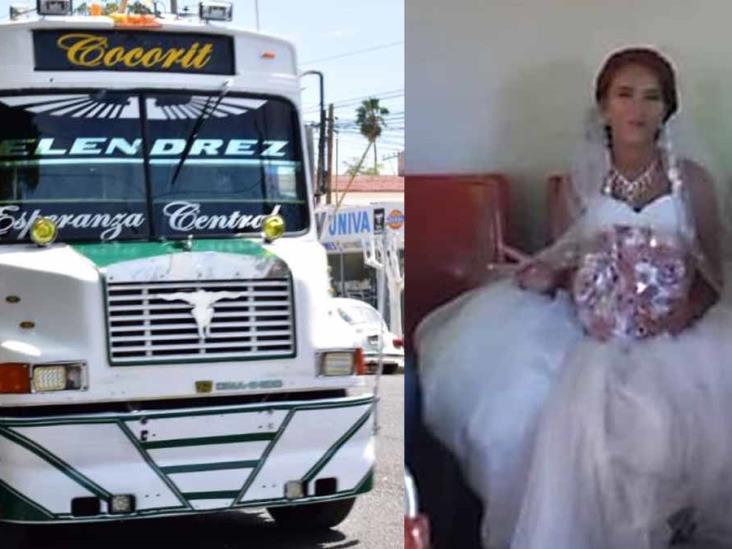 BODA. Bella novia llega en camión a la cita con su destino BODA. Bella novia llega en camión a la cita con su destino