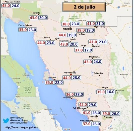 Clima Sonora. Lluvias y máximas que llegarán a los 45 grados para este domingo. Aquí de decimos dónde Clima Sonora. Lluvias y máximas que llegarán a los 45 grados para este domingo. Aquí de decimos dónde