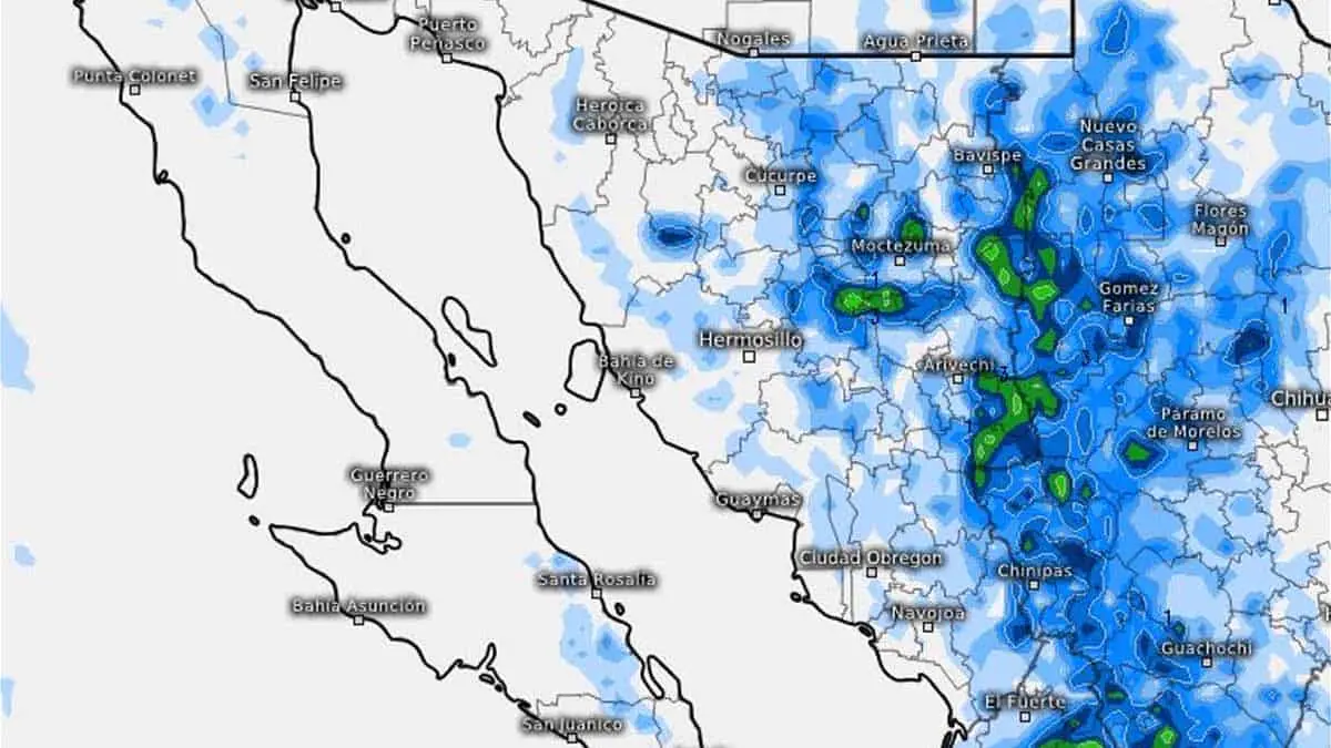 Clima en Sonora. Se esperan lluvias en la mayor parte del Estado para este fin de semana