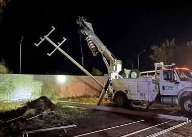 Tras tormenta de arena, lluvia y vientos CFE restablece el suministro el&eacute;ctrico al 52%