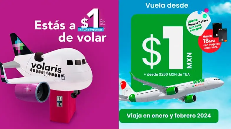 Volaris y Viva Aerobús rematan vuelos desde 1 peso en más de 100 destinos. Aquí las condiciones