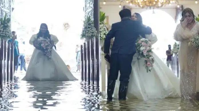 VIDEO | Ni un huracán impidió que se casaran con todo e iglesia inundada VIDEO | Ni un huracán impidió que se casaran con todo e iglesia inundada