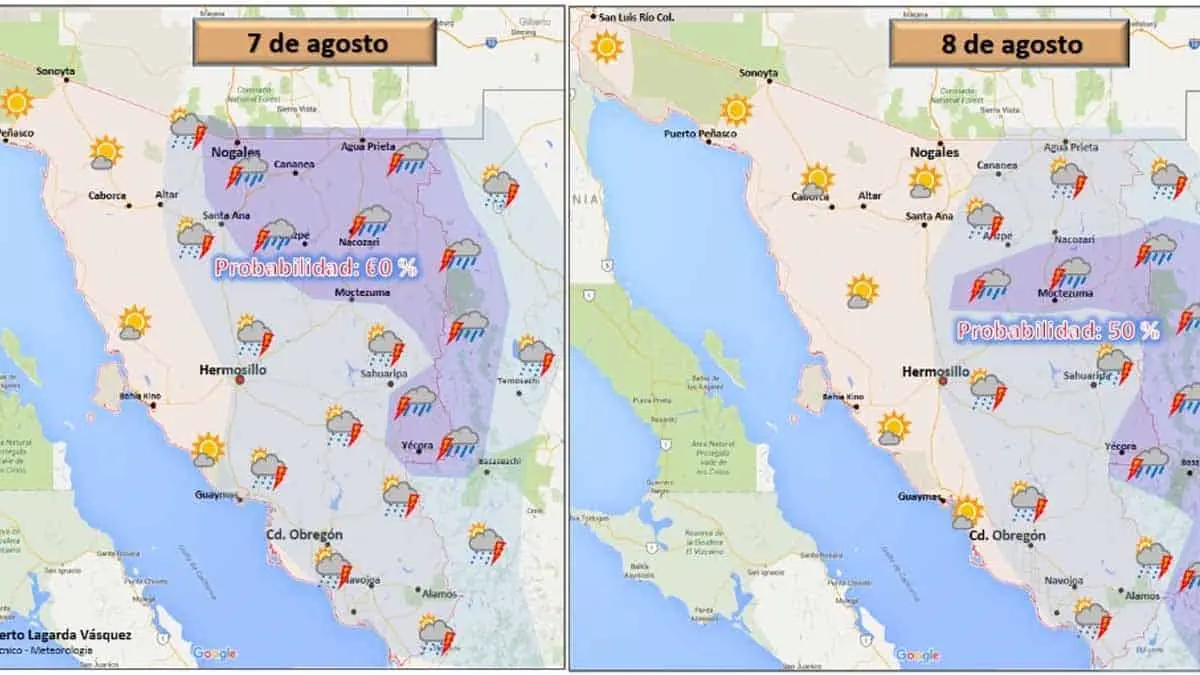 Clima en Sonora. Monzón mexicano ocasionará tormentas en estas regiones del estado