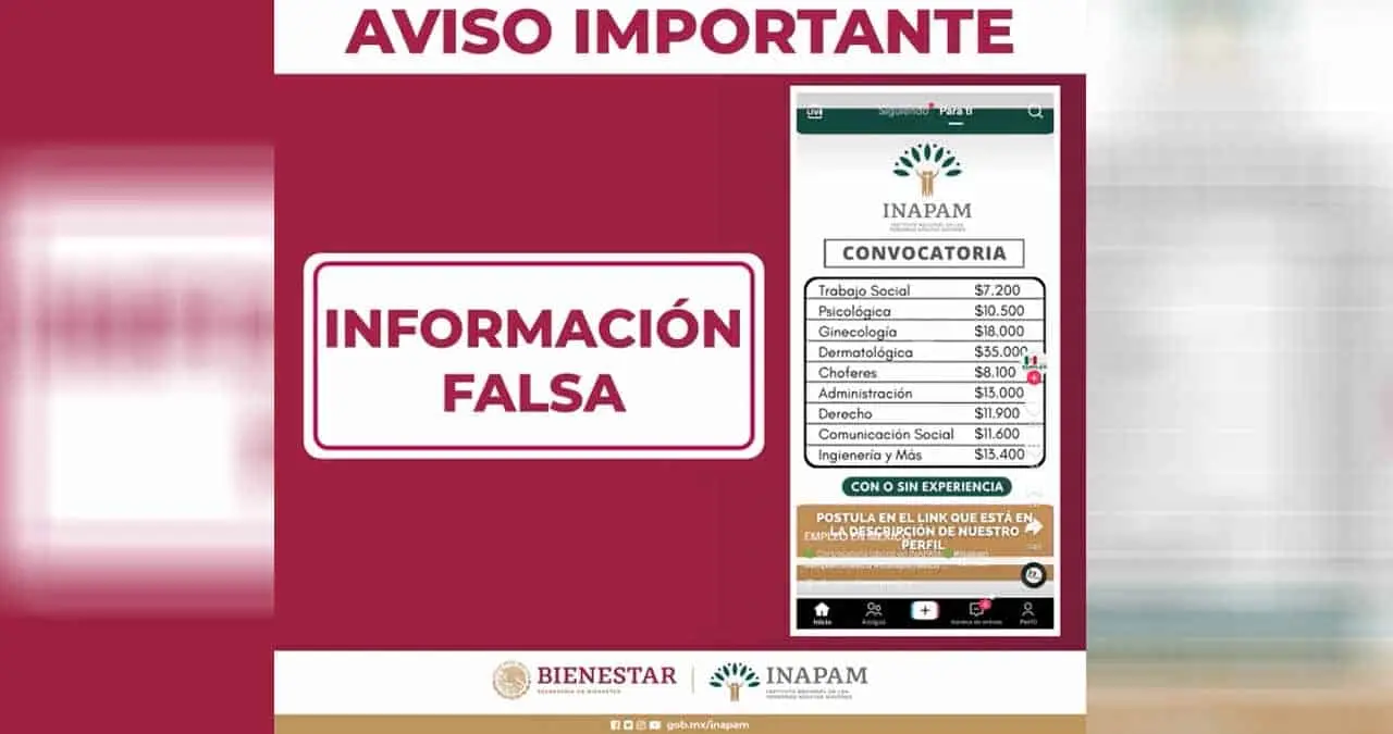 Inapam alerta sobre falsa publicación