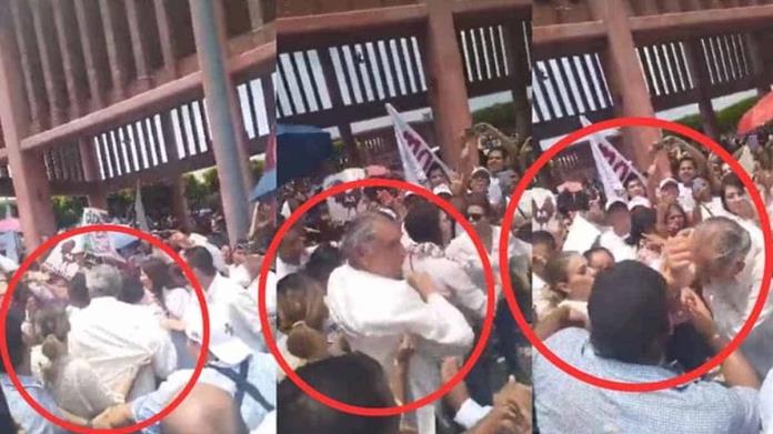 VIDEO | Adán Augusto le da un codazo a una mujer durante acto de campaña VIDEO | Adán Augusto le da un codazo a una mujer durante acto de campaña