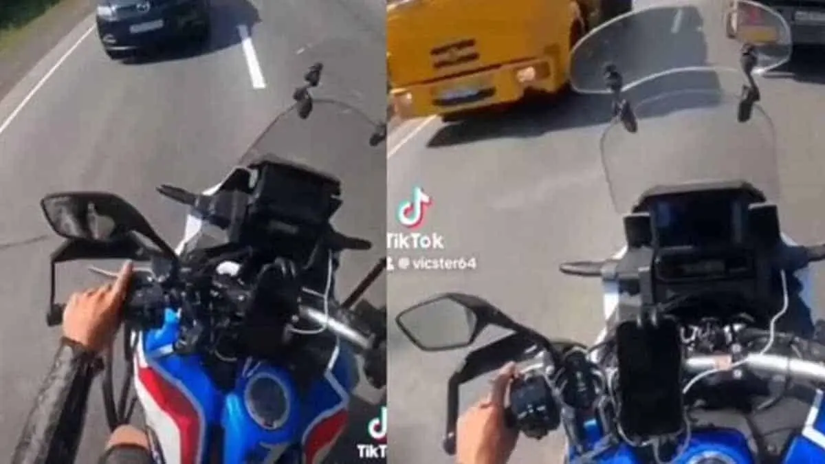 VIDEO | ¡Qué dolor!: motociclista pierde parte del pie tras rebasar un camión