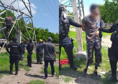 Hombre intentó quitarse la vida en la Torre Eléctrica en Sinaloa