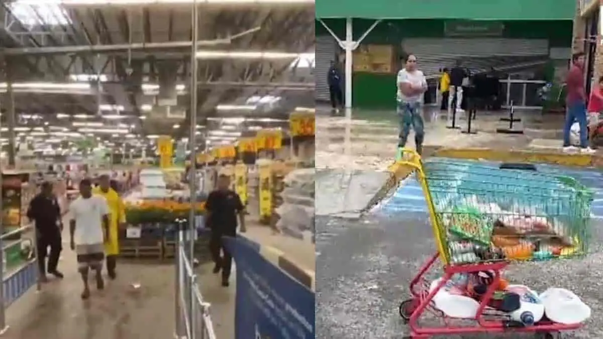 VIDEO | Llega huracán "Norma" y se desata la rapiña; en BCS saquean tienda de autoservicio