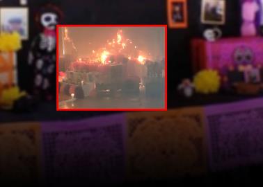 VIDEO | Incendio en altar de muertos provoca pánico en primaria de Matamoros