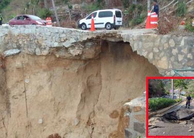 VIDEO | Reportan derrumbe y socavón en avenida Escénica de Acapulco