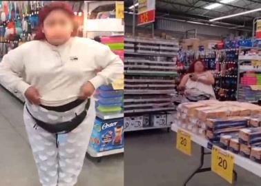 VIDEO | "Lady Aurrera" se desviste en plena tienda tras ser acusada de robo