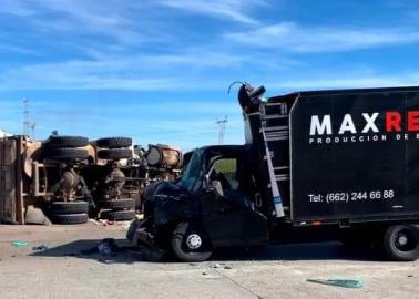 Choca camión de la basura en libramiento a Empalme