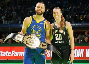 NBA: Sabrina Lonescu y Stephen Curry juntos en histórico enfrentamiento de triples en el All Star Game