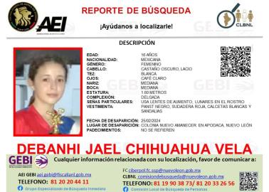Desaparece Debanhi Jael en Apodaca, Nuevo León; piden ayuda para localizarla Desaparece Debanhi Jael en Apodaca, Nuevo León; piden ayuda para localizarla