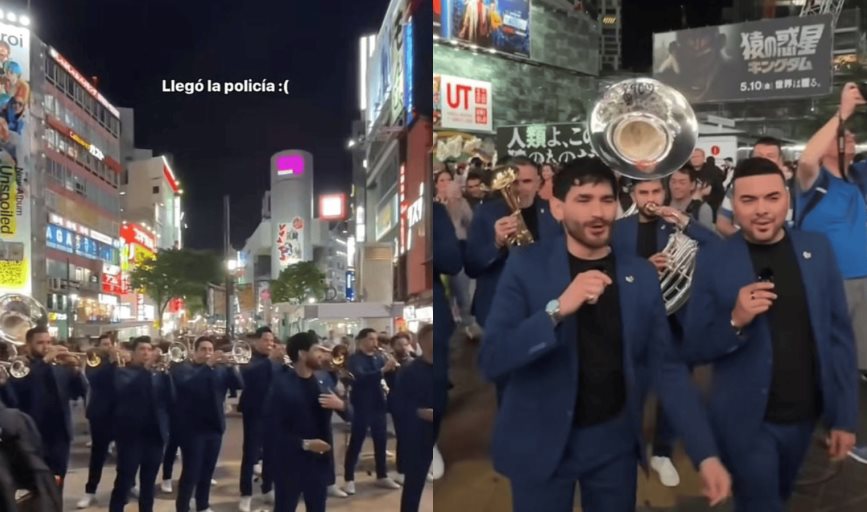 Banda el Recodo toca en calles de Japón y les cae la policía