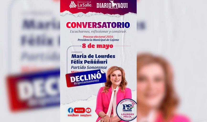 Lourdes Peñuñuri declina participar en Conversatorio
