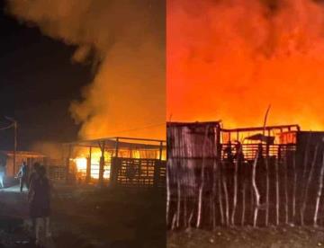 Fuego arrasa con varias casas en El Sahuaro, al sur de Ciudad Obregón