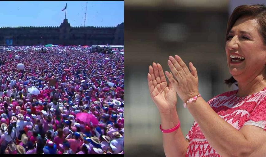 VIDEO | Así se vio el Zócalo por la marcha Marea Rosa de Xóchitl Gálvez