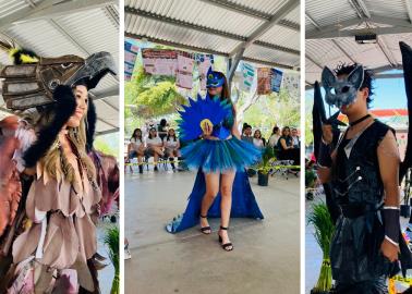 Diseñan alumnos de Cobach disfraces con material reciclado