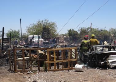 Muere mujer al ver su casa incendiarse en Pueblo Yaqui; fuego arrasa con seis viviendas