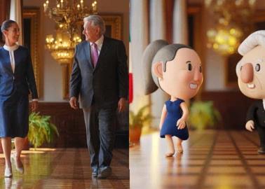 AMLO comparte figuras animadas de su reuni&oacute;n con Sheinbaum