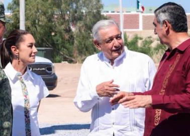 AMLO y Claudia Sheinbaum supervisan avance de nueva sede de Aduanas en Tamaulipas