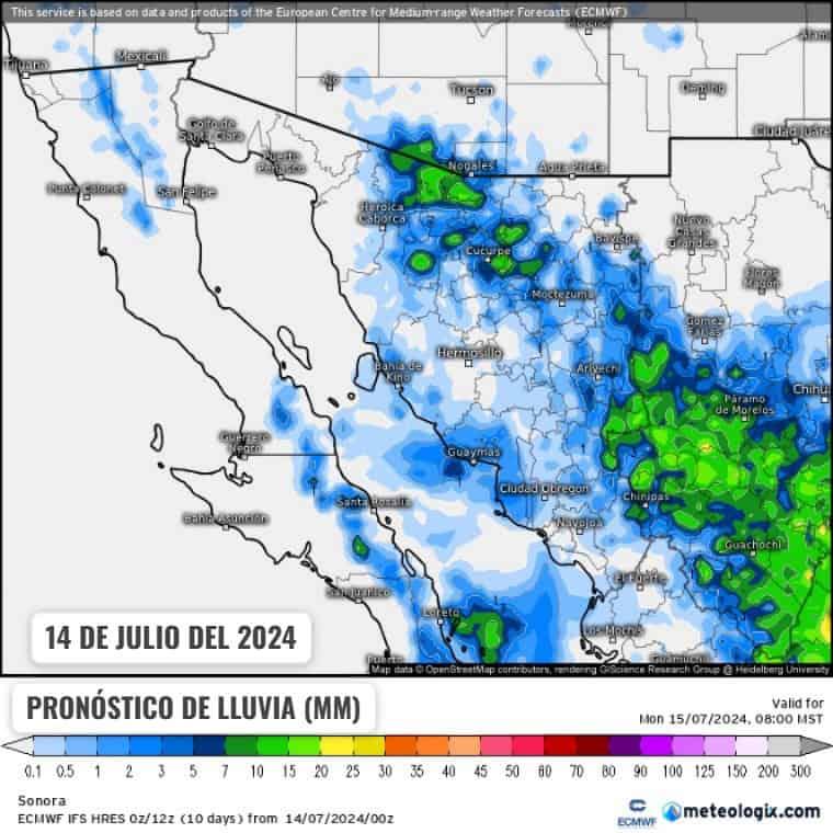 Clima en Sonora: Lluvia y calor se esperan este domingo 14 de julio en estos municipios de la entidad