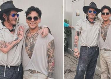 Christian Nodal comparte foto con Johnny Depp, ¿Planean algo juntos?