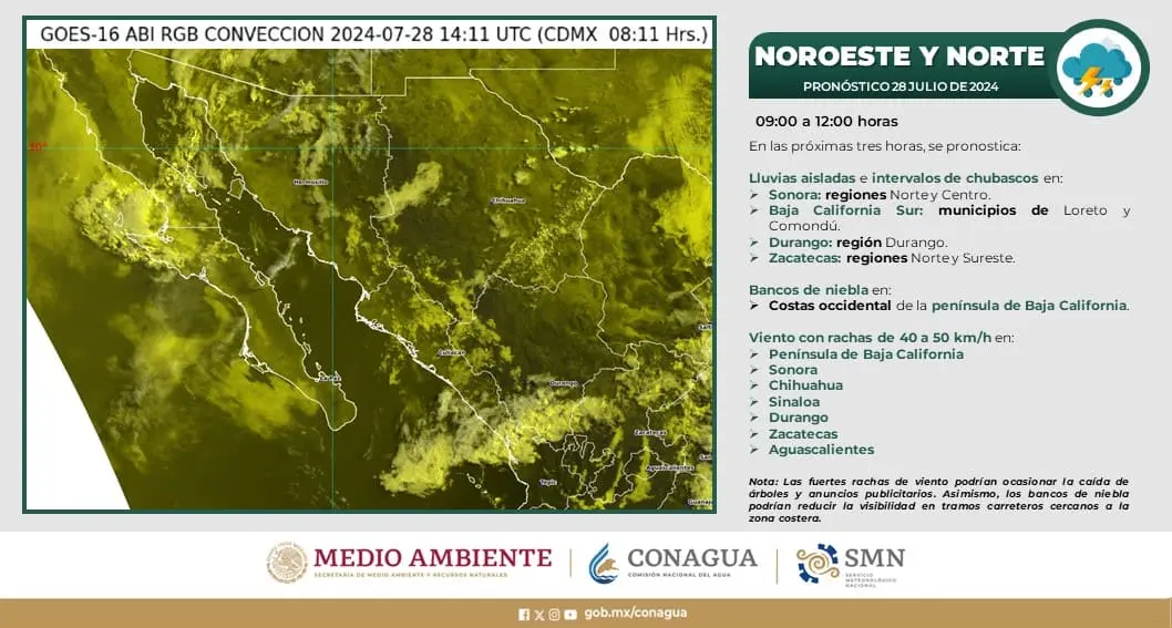 Clima en Sonora: Este domingo 28 de julio hará calor pero también lluvias, en estos municipios