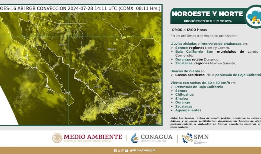 Clima en Sonora: Este domingo 28 de julio hará calor pero también lluvias, en estos municipios