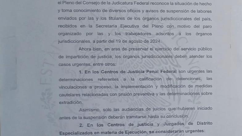 Juzgado Octavo de Distrito se suma al paro nacional en Cajeme