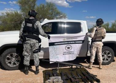 Guardia Nacional decomisa armamento y camioneta en Plutarco Elías Calles, Sonora