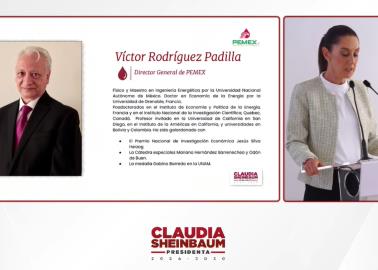 Claudia Sheinbaum designa a Víctor Rodríguez Padilla como nuevo director de Pemex