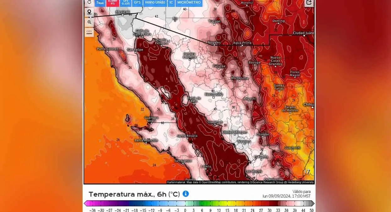 Clima en Sonora hoy 9 de septiembre: Se esperan temperaturas por arriba de los 40 grados