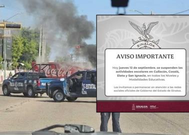 Suspenden clases nuevamente en Sinaloa ante ola de violencia