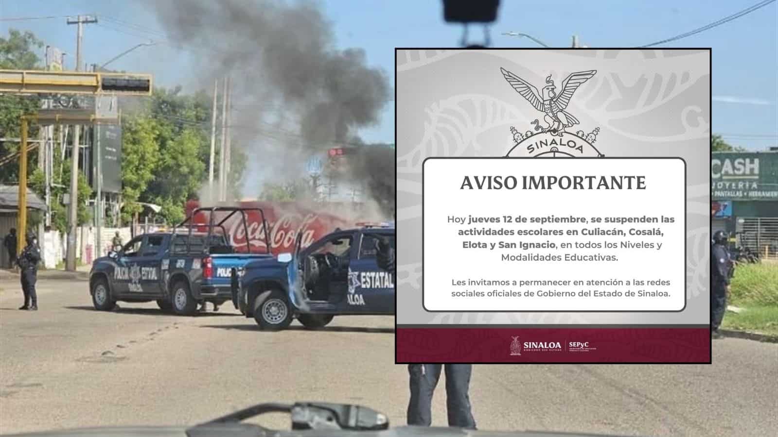 Suspenden clases nuevamente en Sinaloa ante ola de violencia