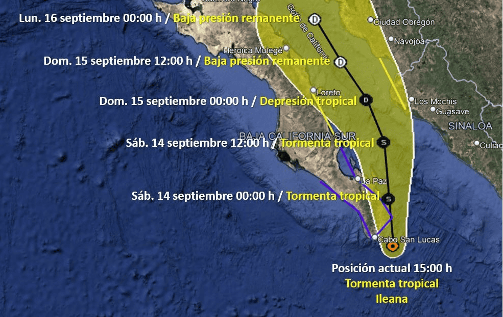 Tormenta Ileana: municipios del sur de Sonora se mantienen en alerta naranja