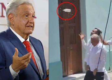 Hasta la pude haber agarrado: AMLO reacciona al ataque que recibió con una botella de agua en Veracruz