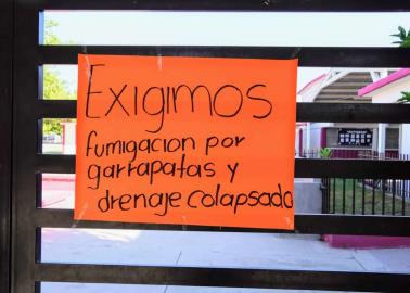 Toman escuela en Cajeme; exigen solución a problemas de aguas negras y garrapatas