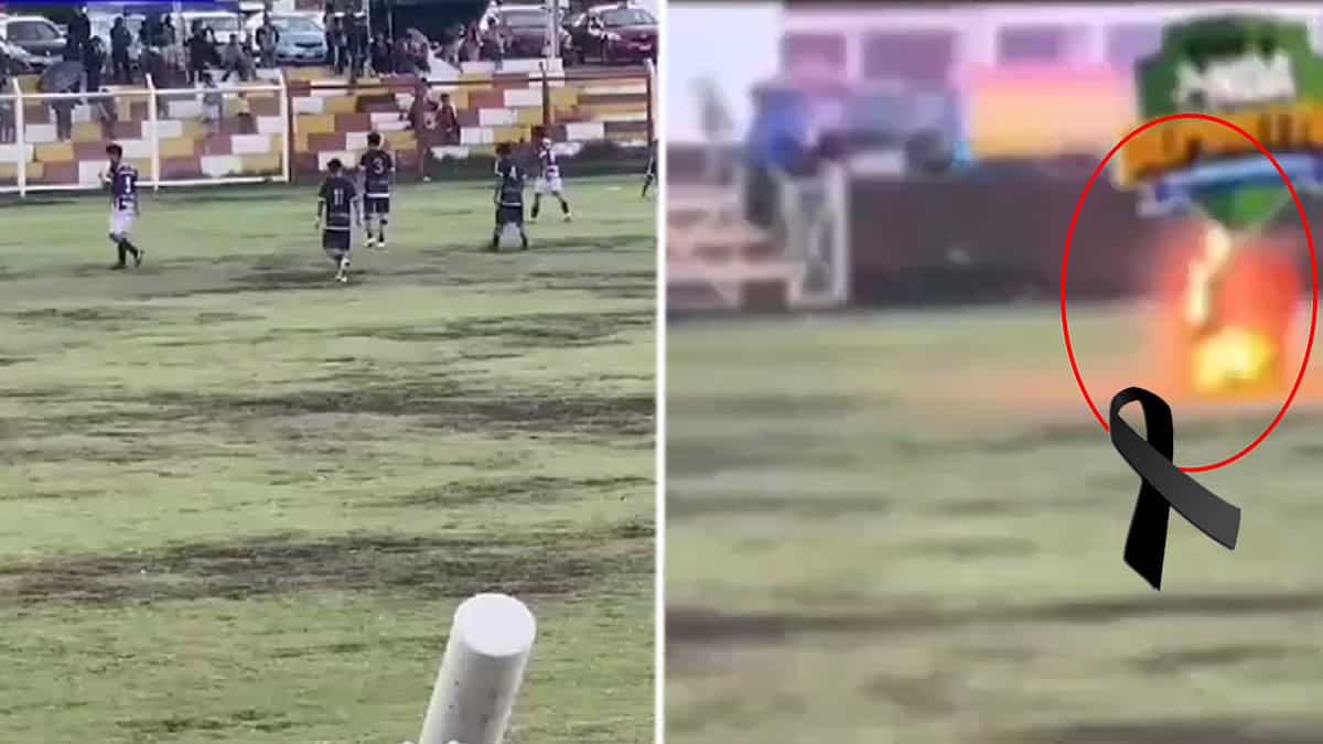 VIDEO | Así impactó un rayo una cancha de futbol: mató a un jugador e hirió a varios más