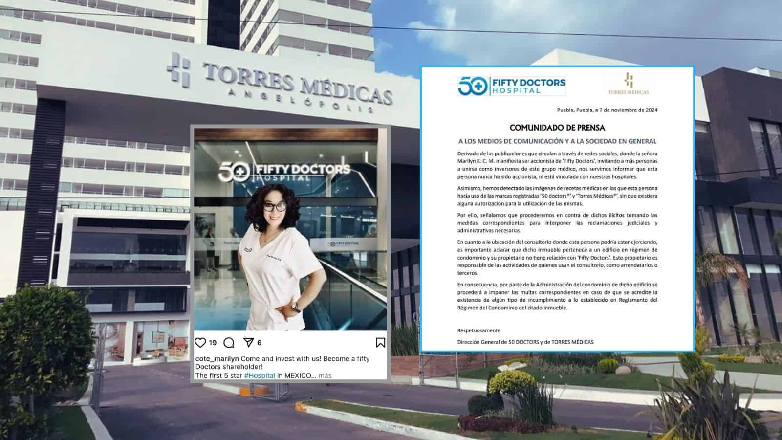 Marilyn Cote: Fifty Doctors y Torres Médicas niega relación con la supuesta psiquiatra en Puebla