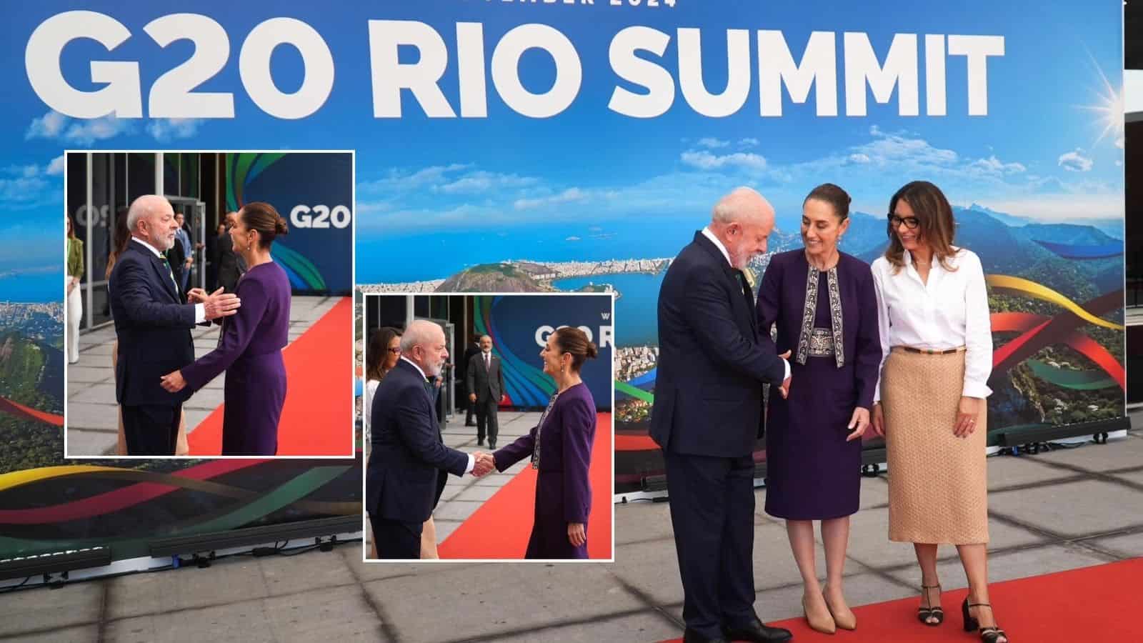 Sheinbaum llega a la cumbre del G20; es recibida por Lula da Silva