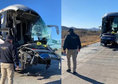 Chocan tráiler y autobús en la carretera Guaymas- Hermosillo