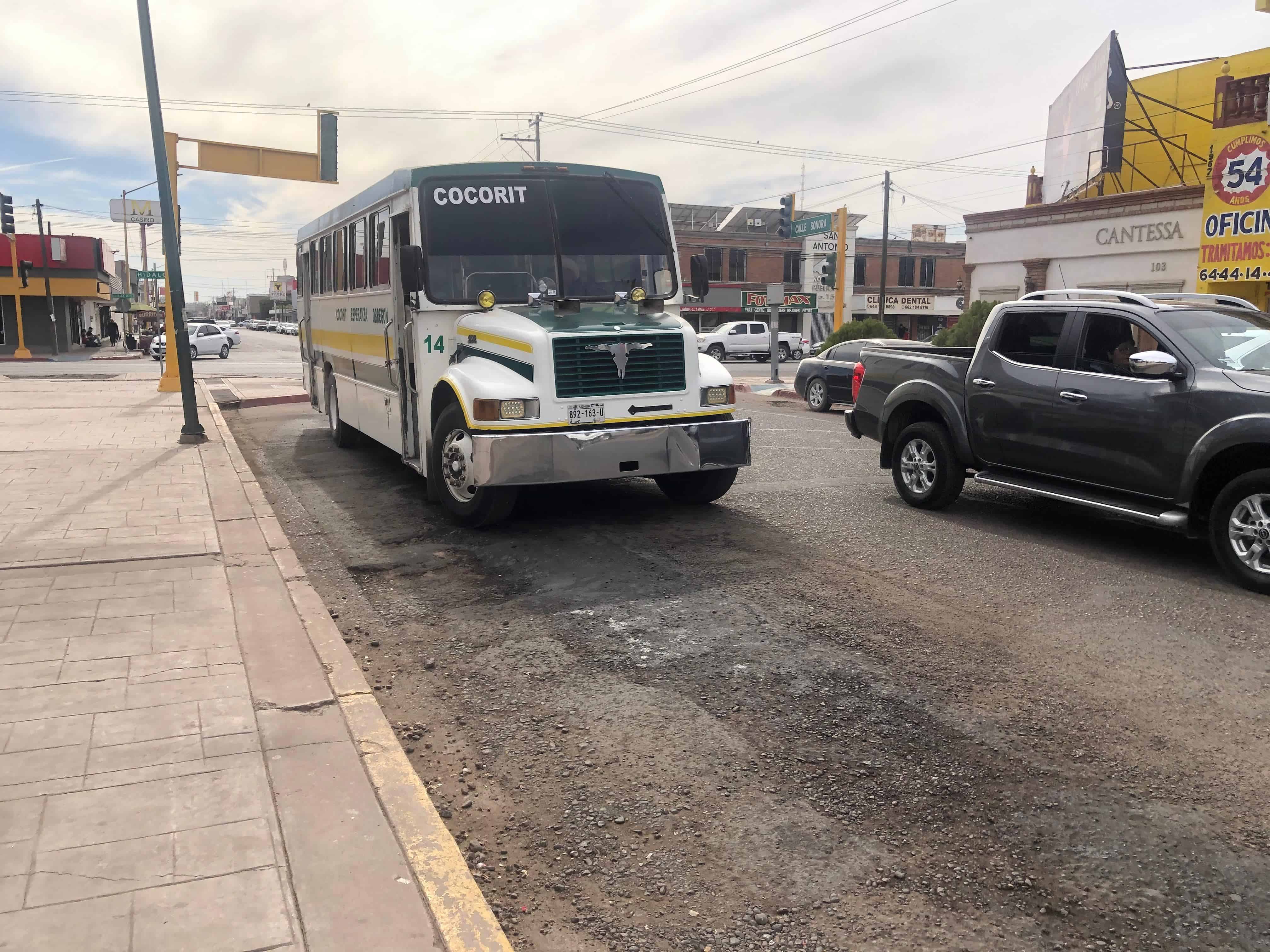 Rutas del transporte público de Cajeme siguen en mal estado